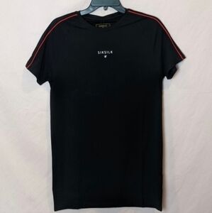 SikSilk Black Imperial Raglan Short Sleeve Gym Tee size XS